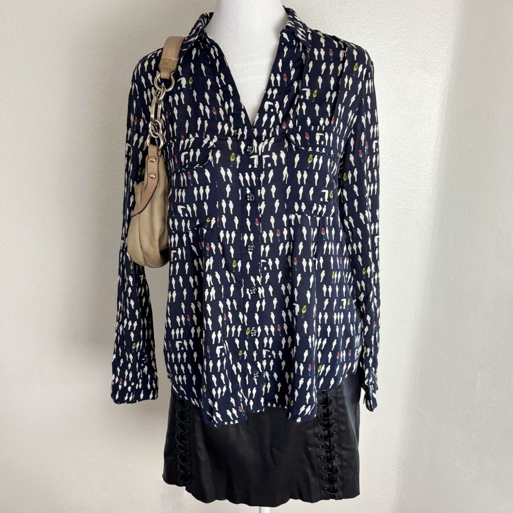 Maeve by Anthropologie Bird Print Blouse Sz 0
